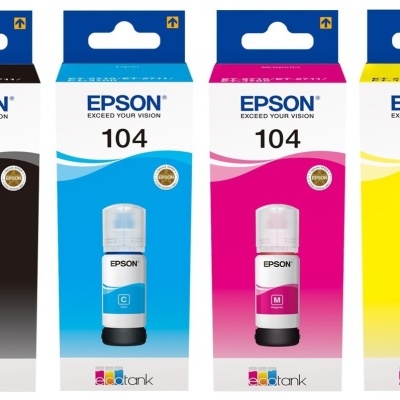 Conjunto de tinteiros Epson 104 preto, ciano, magenta e amarelo para impressora EcoTank.