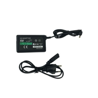 Adaptador de corrente AC 5V preto com cabo de alimentação preto