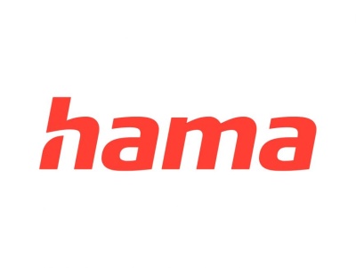 Logotipo da marca hama em vermelho sobre fundo branco