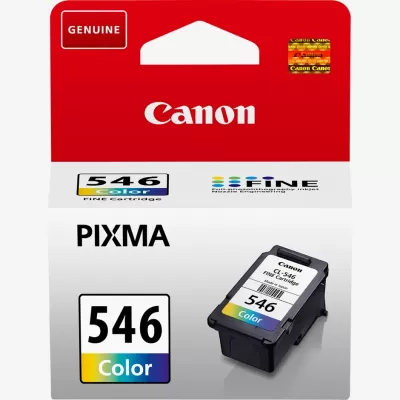 Embalagem vermelha e branca para cartucho de tinta Canon PIXMA 546 Color