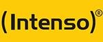 Logótipo da marca Intenso em preto com fundo amarelo