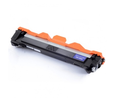 Cartucho de toner preto com partes laranja e etiqueta azul