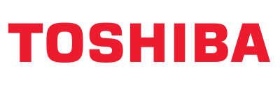 Logótipo TOSHIBA vermelho em fundo branco