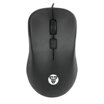 Rato de computador preto com fio e logótipo branco