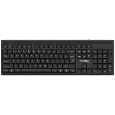 Teclado compacto preto FANTECH com teclas planas e indicadores LED verdes