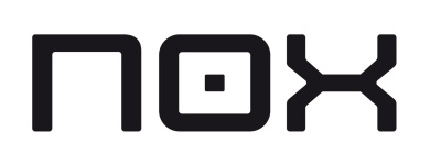 Logotipo com a palavra 'nox' em preto sobre fundo branco