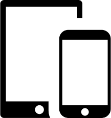 Ícones preto e branco de um tablet e um smartphone