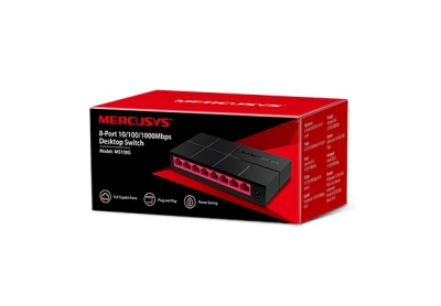 Embalagem do switch MERCUSYS 8-Port 10/100/1000Mbps