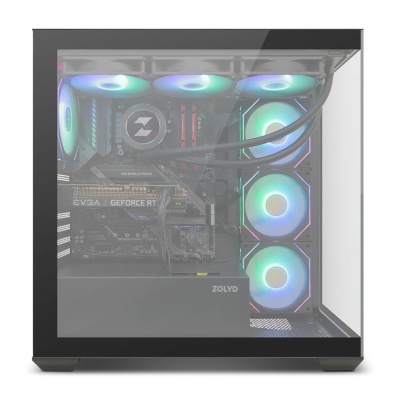 Computador de secretária para jogos com torre preta e cooler RGB