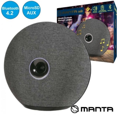 Coluna Bluetooth Manta SPK515 VENUS cinza com tecido e formato circular