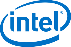 Logótipo da Intel azul em fundo branco