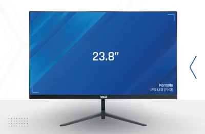 Monitor preto com ecrã azul de 23.8 polegadas