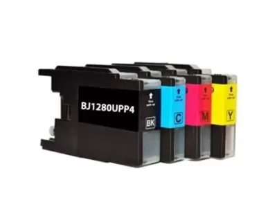 Conjunto de quatro tinteiros para impressora em cores preta, ciano, magenta e amarelo