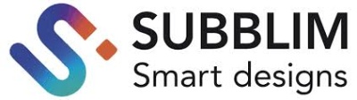 Logótipo da Subblim com texto e símbolo colorido