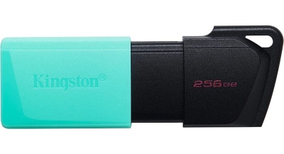 Pen drive Kingston 256GB preto e azul turquesa