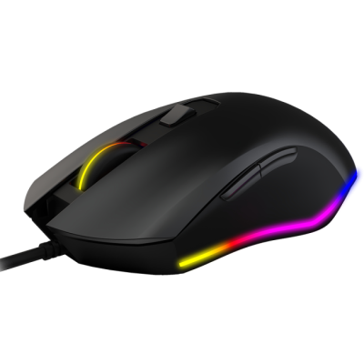 Rato de computador preto com iluminação RGB colorida