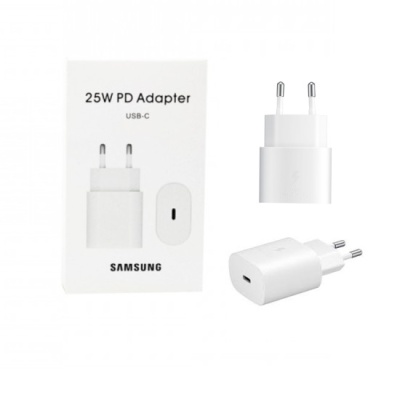 Carregador Samsung 25W PD Adapter USB-C branco e embalagem