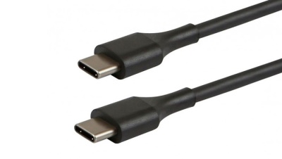 Cabo USB tipo C preto com conectores metálicos