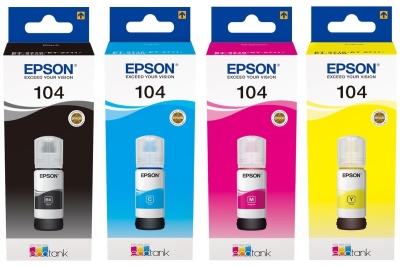 Conjunto de tinteiros Epson 104 preto, ciano, magenta e amarelo para impressora EcoTank.