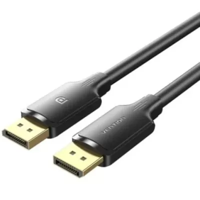 Cabo DisplayPort preto com conectores dourados