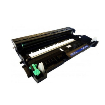 Recipiente de toner preto para impressora com detalhes em verde e branco