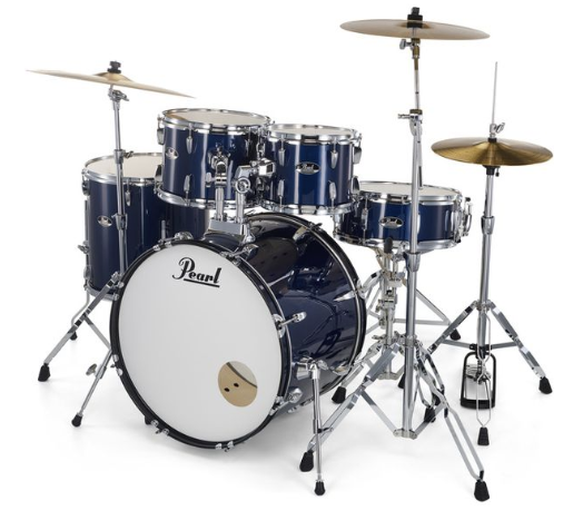 Pearl Roadshow 20" Plus Royal Blue Bateria acústica azul escuro Pearl com pratos e ferragens prateadas