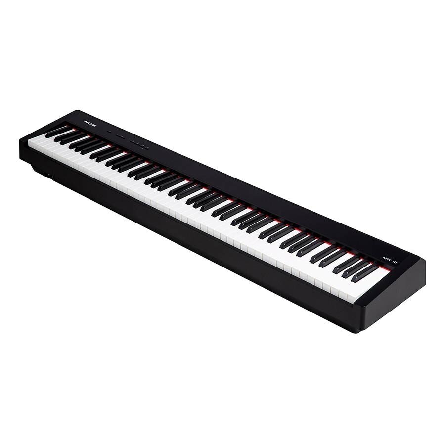 Piano NUX NPK-10 Teclado digital preto com 88 teclas em fundo branco