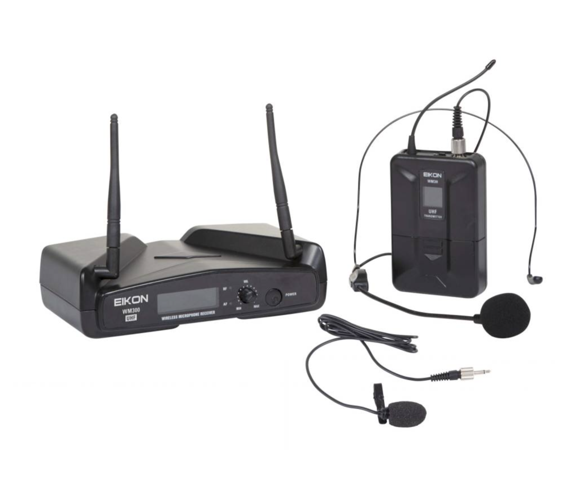 Eikon WM300 H Sistema microfone sem fios EKON preto com receptor, transmissores e microfones