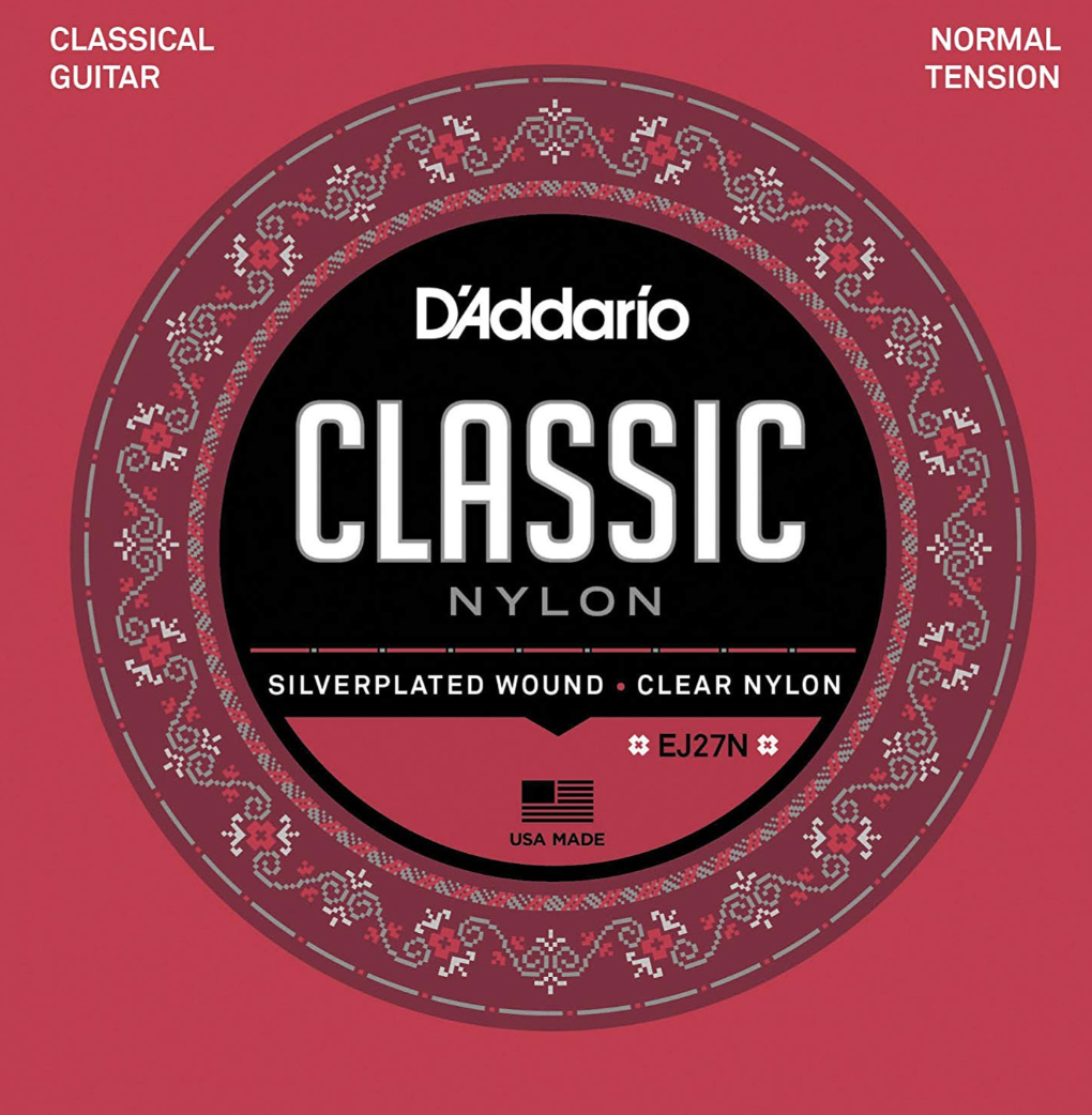 Daddario EJ27N Embalagem de cordas para guitarra clássica D'Addario Classic Nylon em vermelho e preto