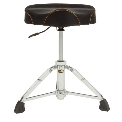 Banco de assento preto com base metálica cromada