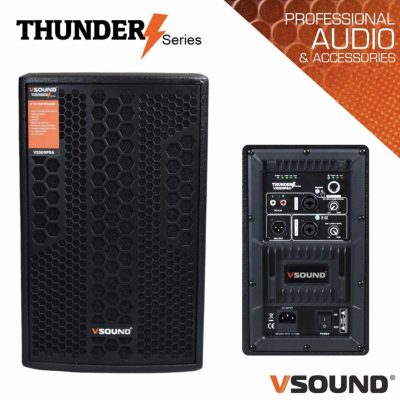 Caixa de som profissional preta VSound Thunder Series