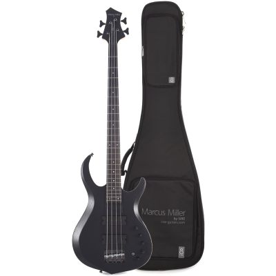 Baixo elétrico preto fosco com estojo mole preto