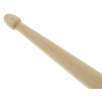 Pau de baqueta de madeira clara com cabeça oval