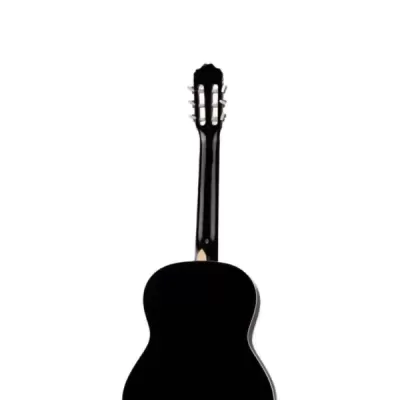 Guitarra clássica preta vista de trás