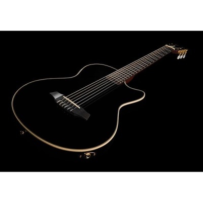 Guitarra acústica elétrica preta com seis cordas