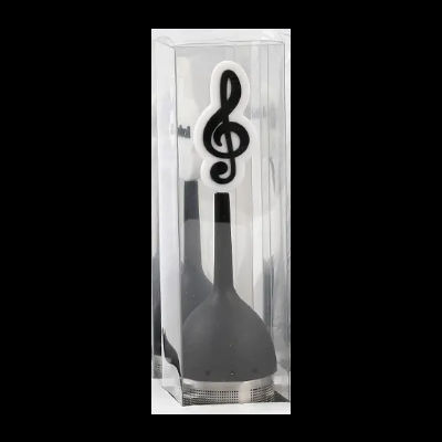 Vareta cozinha preta com clave de sol topo em caixa plástica