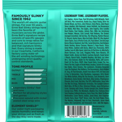 Embalagem azul de cordas para guitarra elétrica Ernie Ball Famously Slinky