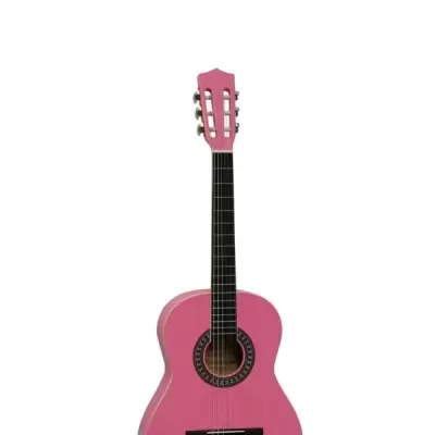 Guitarra acústica clássica rosa com braço preto