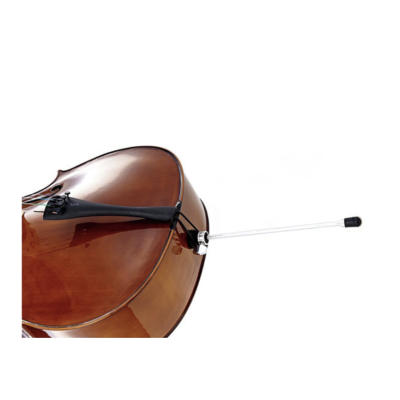 Parte inferior de violoncelo em madeira castanha com pino de apoio prateado