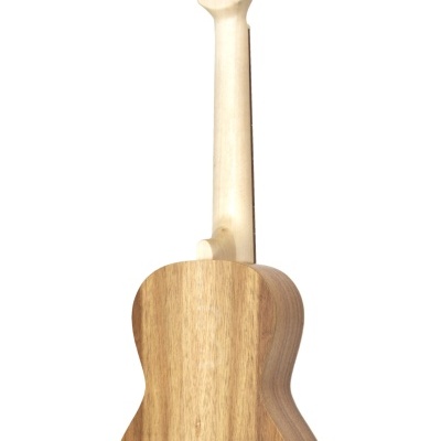 Cavaquinho de madeira visto de trás com acabamento natural