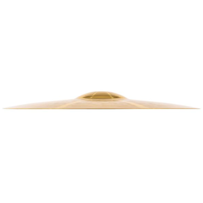 Prato de bateria dourado visto de lado