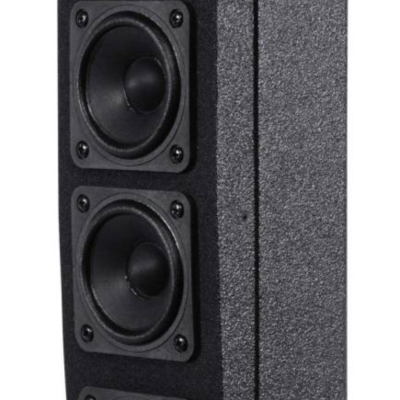 Coluna preta com quatro altifalantes circulares