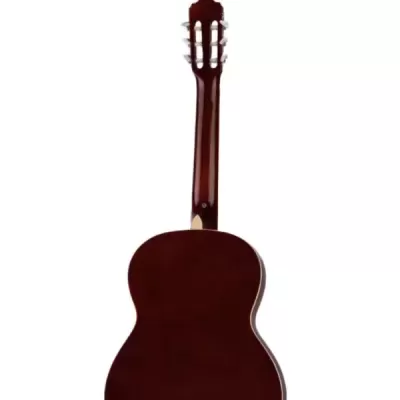Guitarra clássica castanha vista de trás