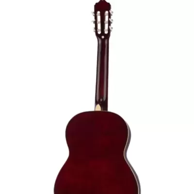 Guitarra clássica castanho escuro vista de trás