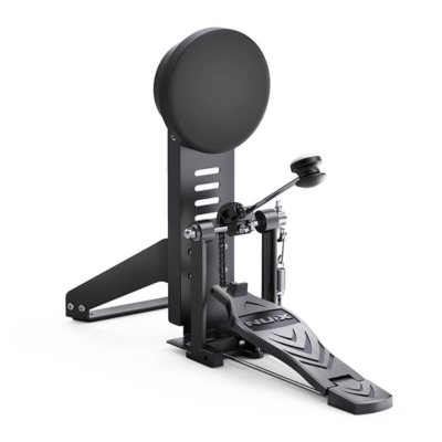 Pedal preto para caixa de bateria com pedaleira antiderrapante e mola ajustável