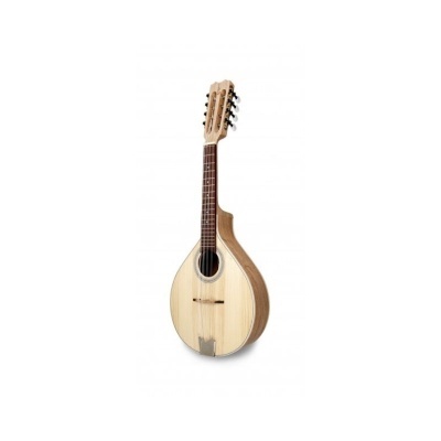 Mandolim de madeira claro e escuro com seis pares de cordas