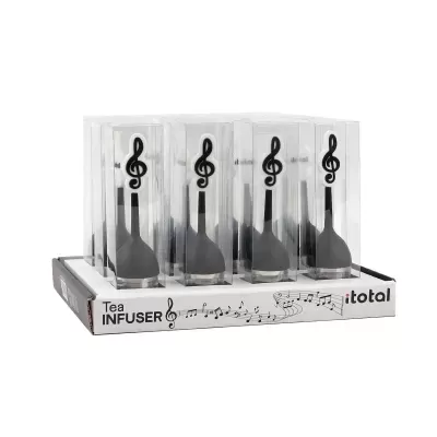 Infusores de chá com chave de sol em embalagem transparente