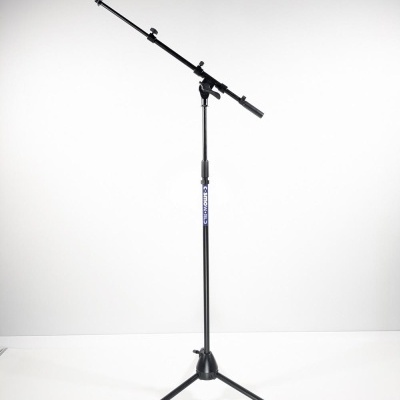 suporte para microfone preto ajustável com base tripé