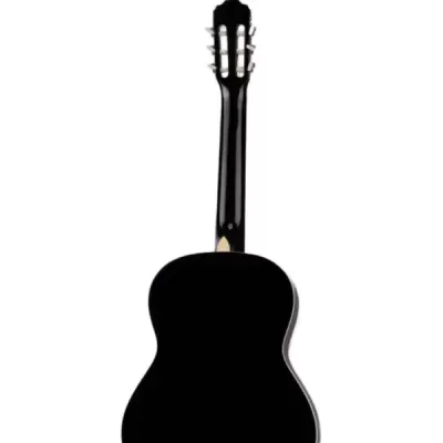 Guitarra clássica preta vista de trás