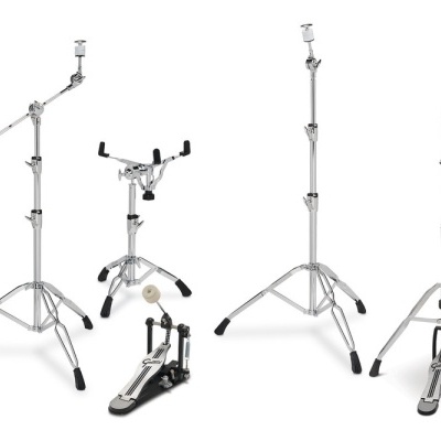 Conjunto de acessórios para bateria em metal cromado com pedais Gibraltar